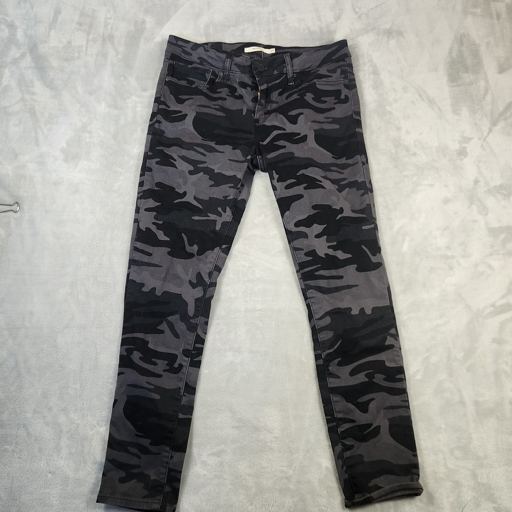 Levis 711 Skinny‎ Black Grey Camo Camouflage Jeans Size 29